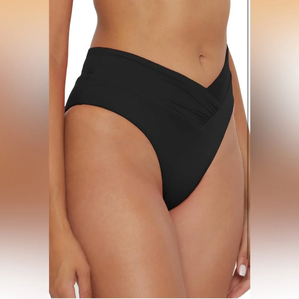 Весса High Waisted Shirred Bikini Bottom, Cheeky Coverage, L / 537 -6 - Picture 2 of 8